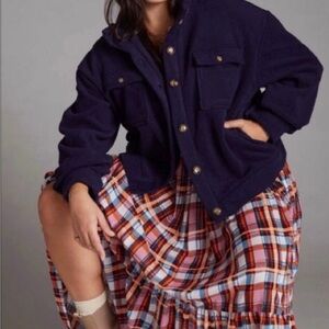 3554 Anthropologie Navy Daily Practice Fleece Bomber Jacket Medium